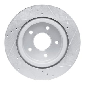 Nissan Rogue Brake Rotor (1) - Rear Left - R1 Concepts - Drilled & Slotted - Silver - `17-`25
